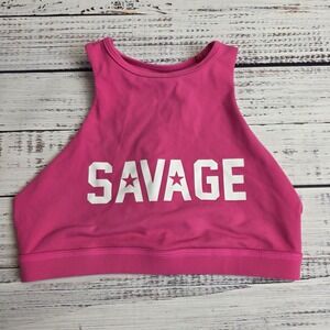 Savage Barbell Sports Bra Size Medium Neon Pink Nylon Spandex‎